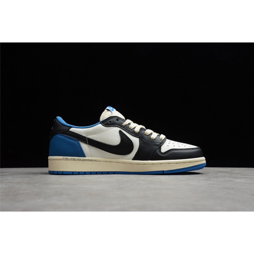 FRAGMENT DESIGN X TRAVIS SCOTT X AIR JORDAN 1 RETRO LOW WHITE/BLUE/BLACK