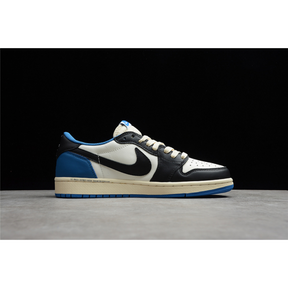 FRAGMENT DESIGN X TRAVIS SCOTT X AIR JORDAN 1 RETRO LOW WHITE/BLUE/BLACK