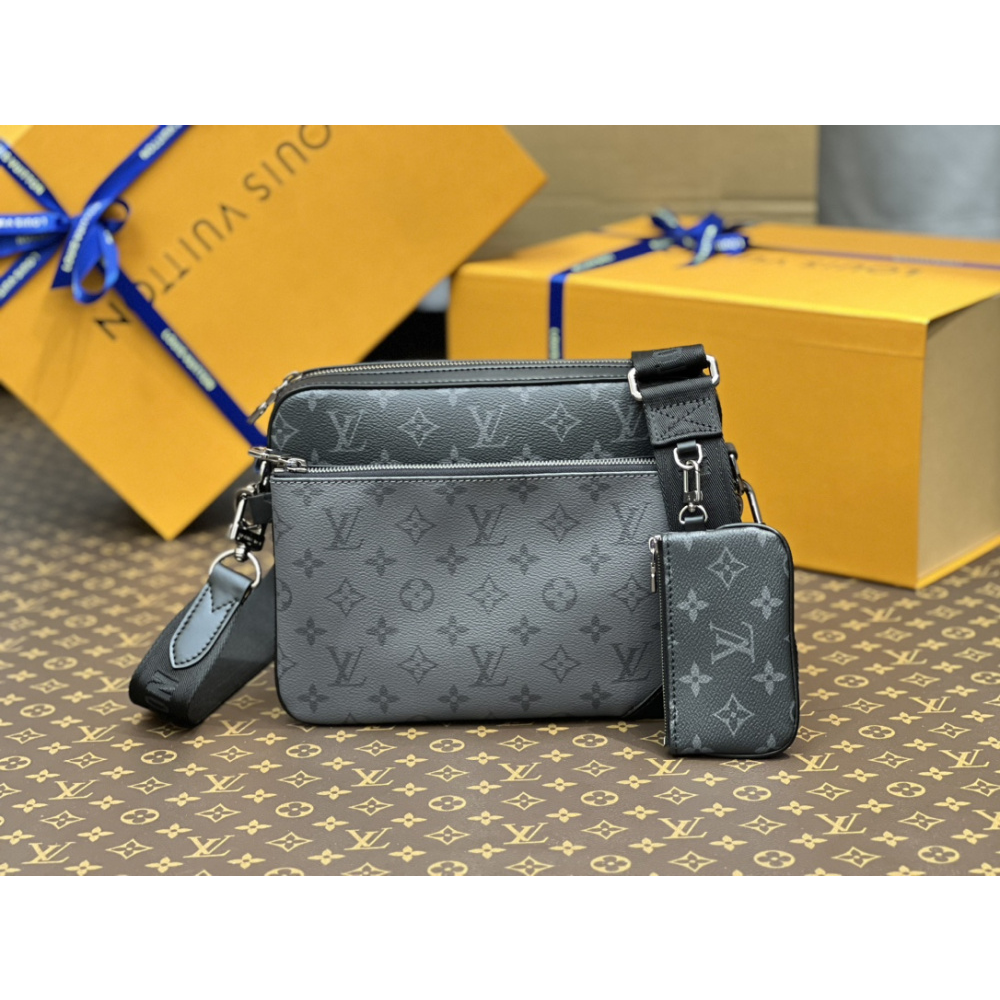 Bolsa Trio Louis Vuitton Messenger Monogram Eclipse 25x18.5x7cm