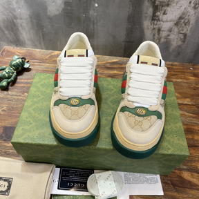 Tênis Gucci Screener With Web Couro Bege