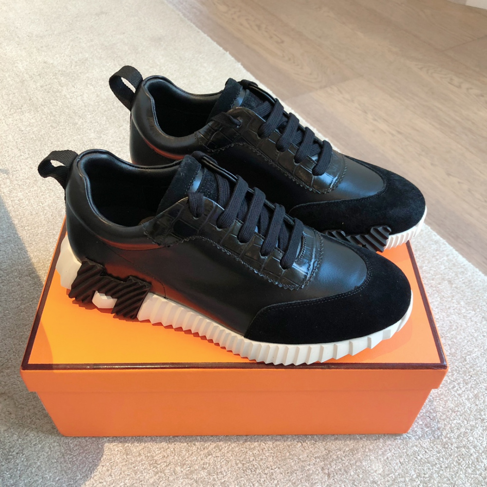 Tênis Hermès Bouncing Preto/Branco Logo Preta