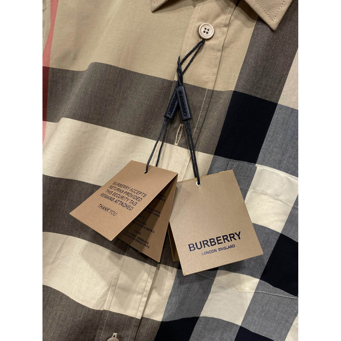 Camisa Burberry de algodão Check cor Bege Clássico
