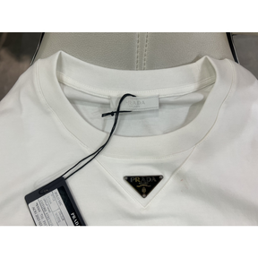 Camisa Prada em algodão com Logo Triangular Branca