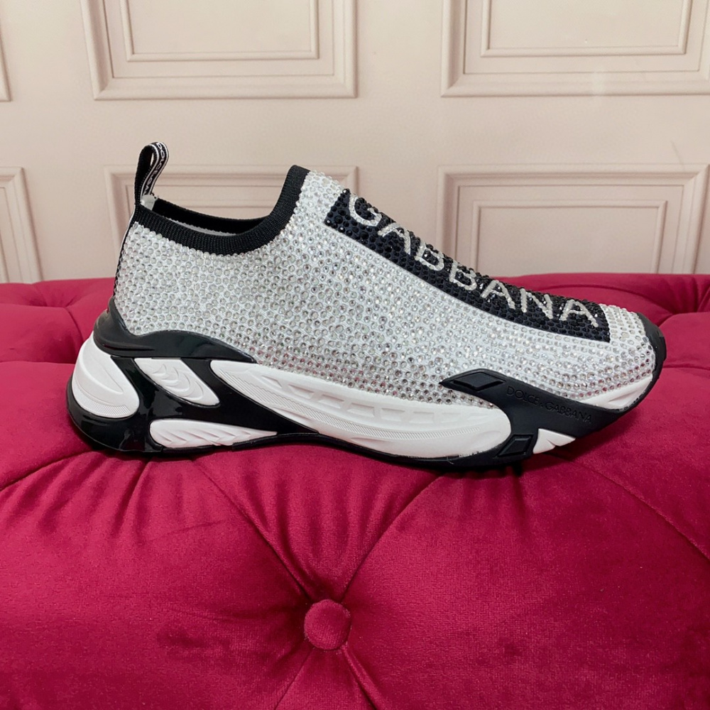 TÊNIS DOLCE & GABBANA FAST WITH FUSIBLE RHINESTONES WHITE