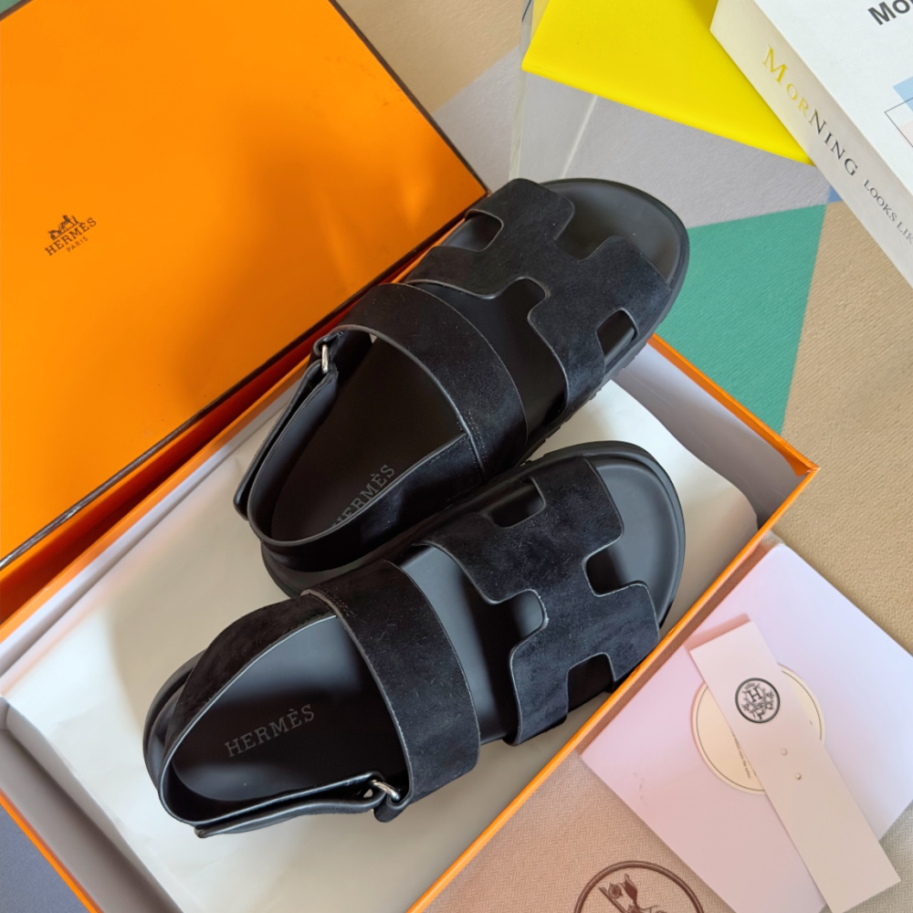 Sandália Hermès Genius em Camurça Preto