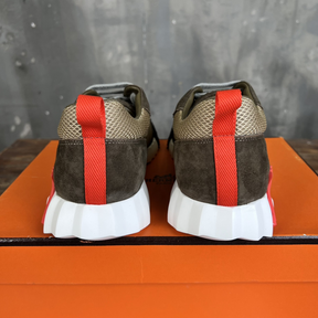 Tênis Hermès Bouncing Couro Verde/Laranja