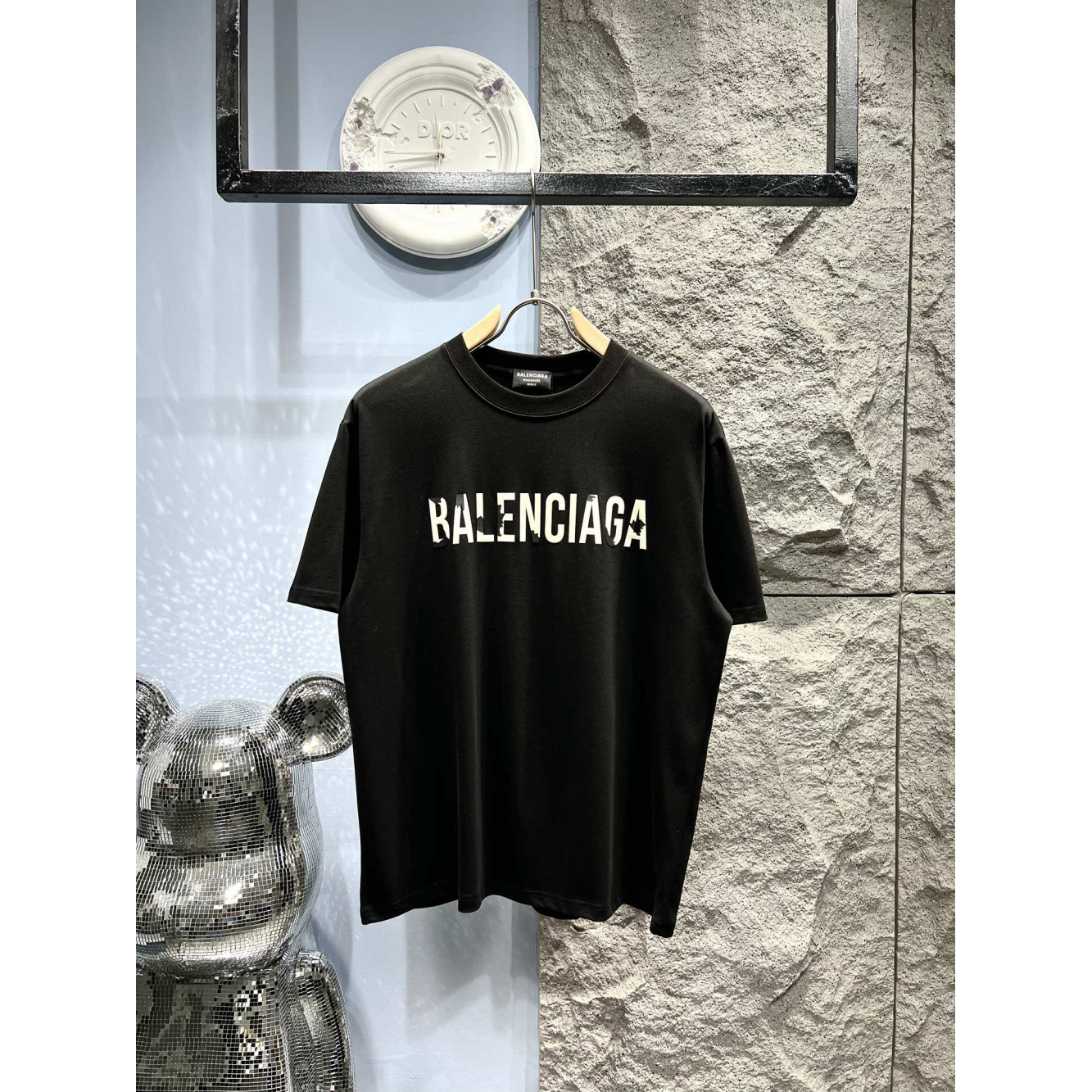 Camiseta de Algodão Balenciaga com estampa de Logo Preta