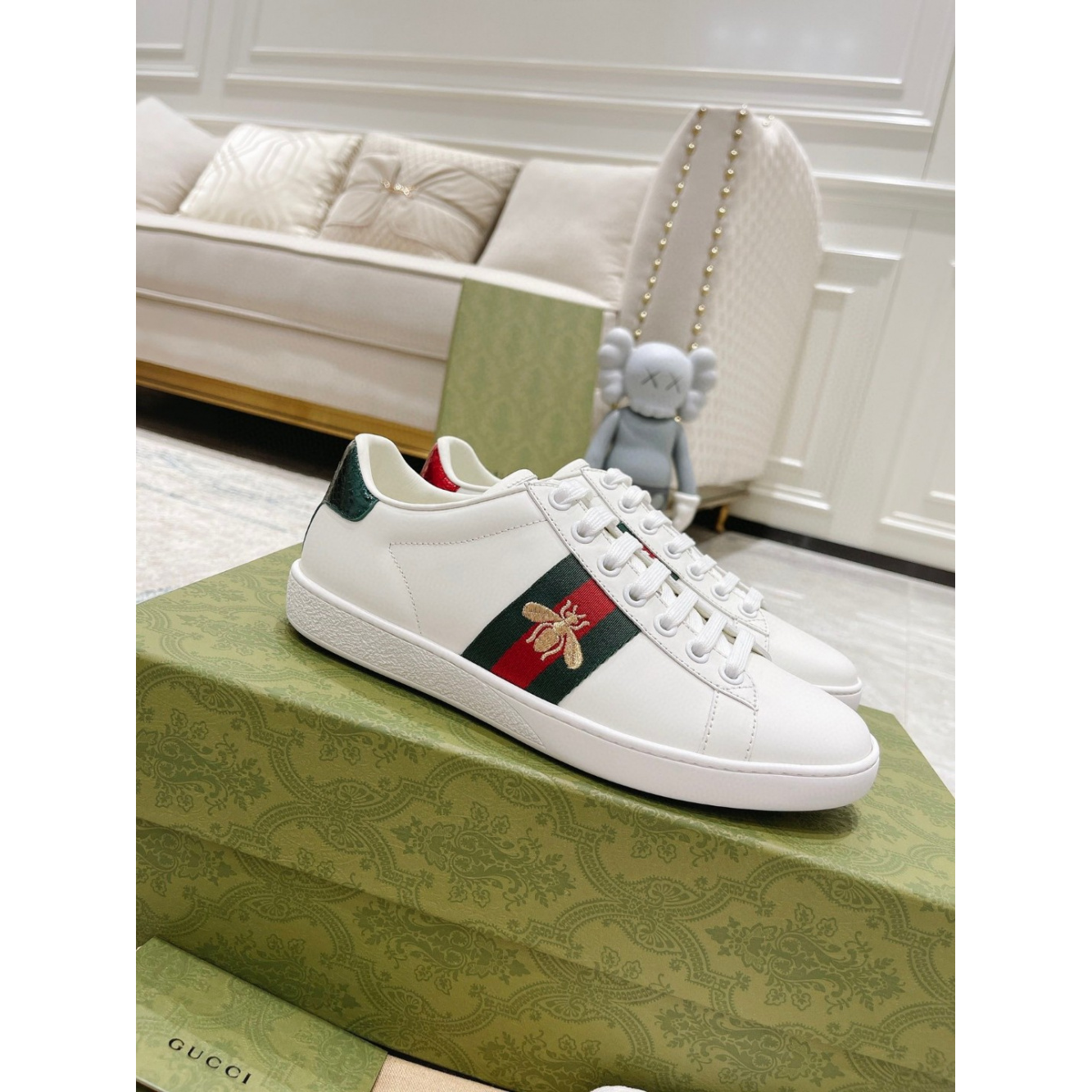 Gucci Ace Sneaker With Embroidery Couro Branco