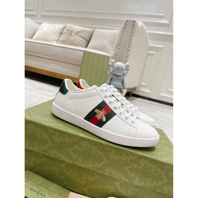 Gucci Ace Sneaker With Embroidery Couro Branco