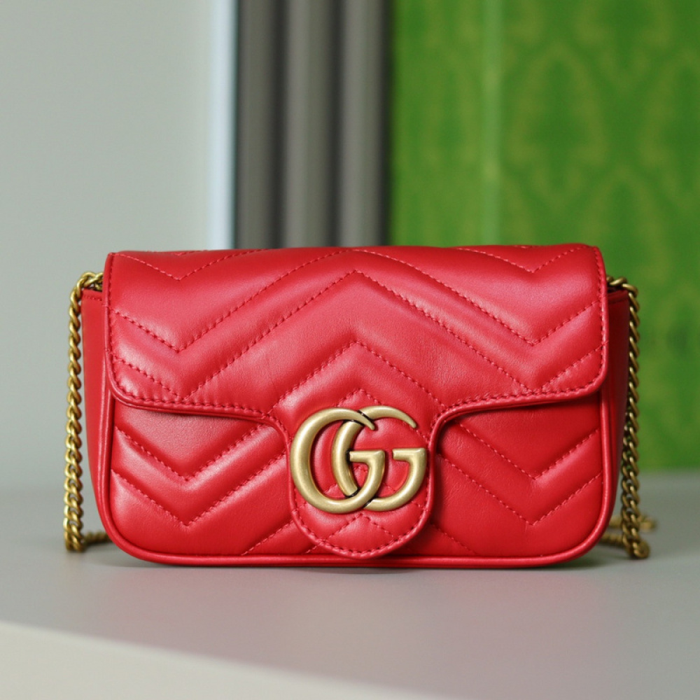 Bolsa Gucci GG Marmont Couro Vermelho Super mini/Média/Grande