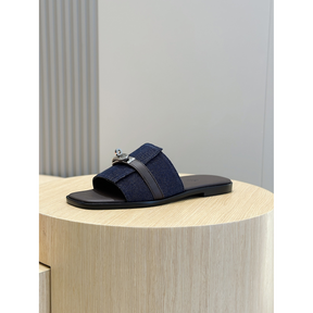 Sandália Hermès Gabriel em Couro Azul