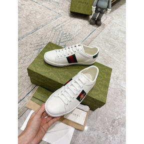 Gucci Ace Sneaker With Embroidery Couro Branco