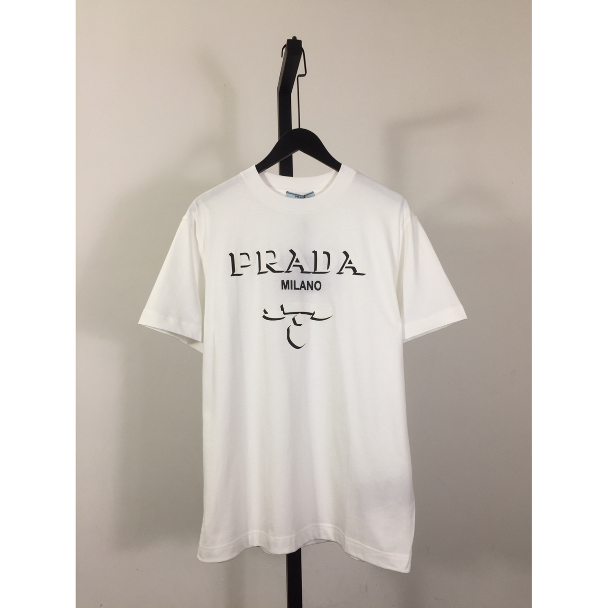 Camisa Prada em algodão Estampada Logotipo Branca