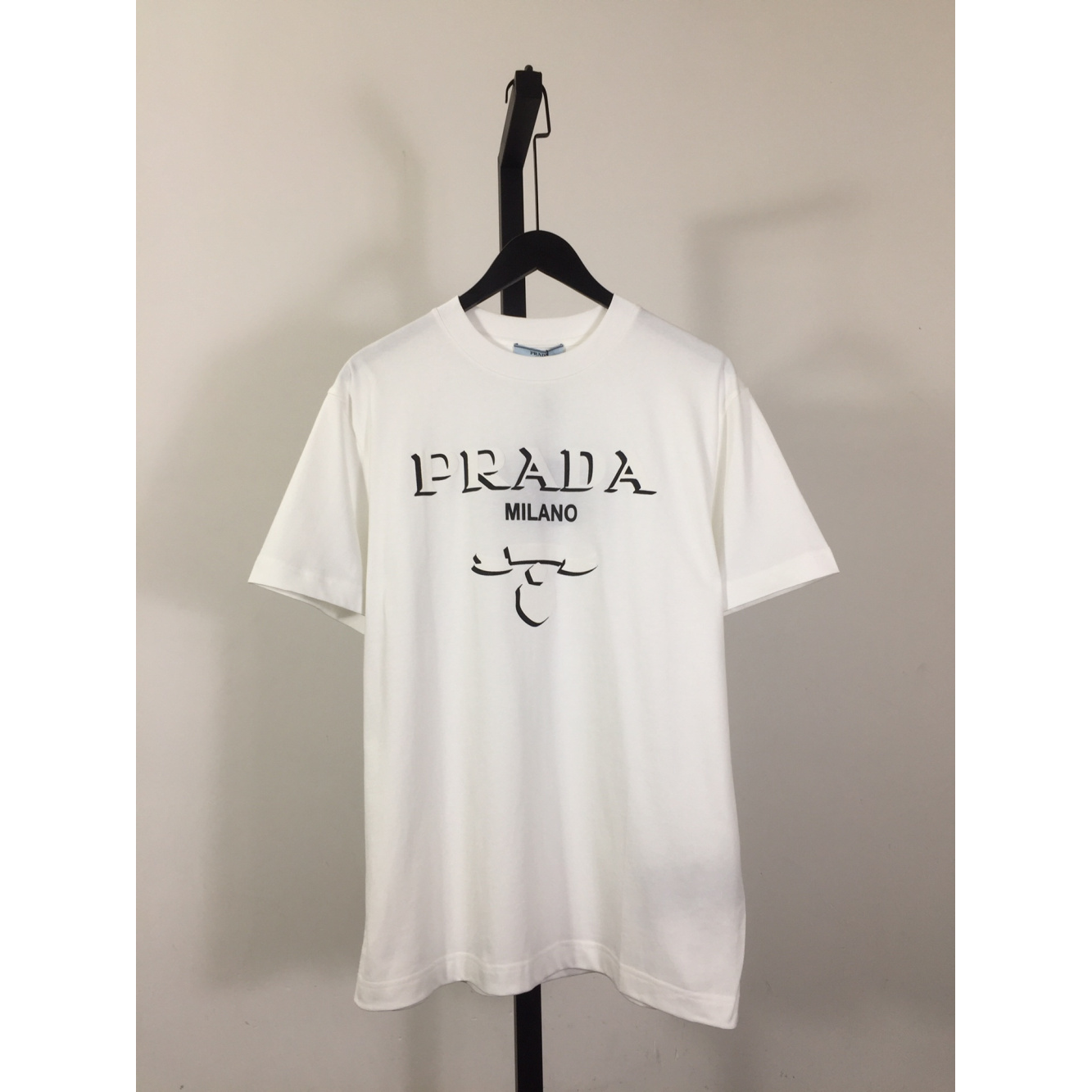 Camisa Prada em algodão Estampada Logotipo Branca