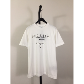 Camisa Prada em algodão Estampada Logotipo Branca