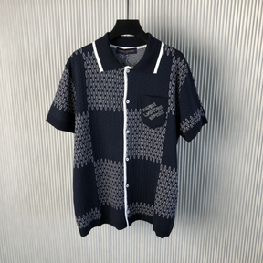 Camisa de Manga Curta em Jersey de Algodão com Jacquard Damier Louis Vuitton LV