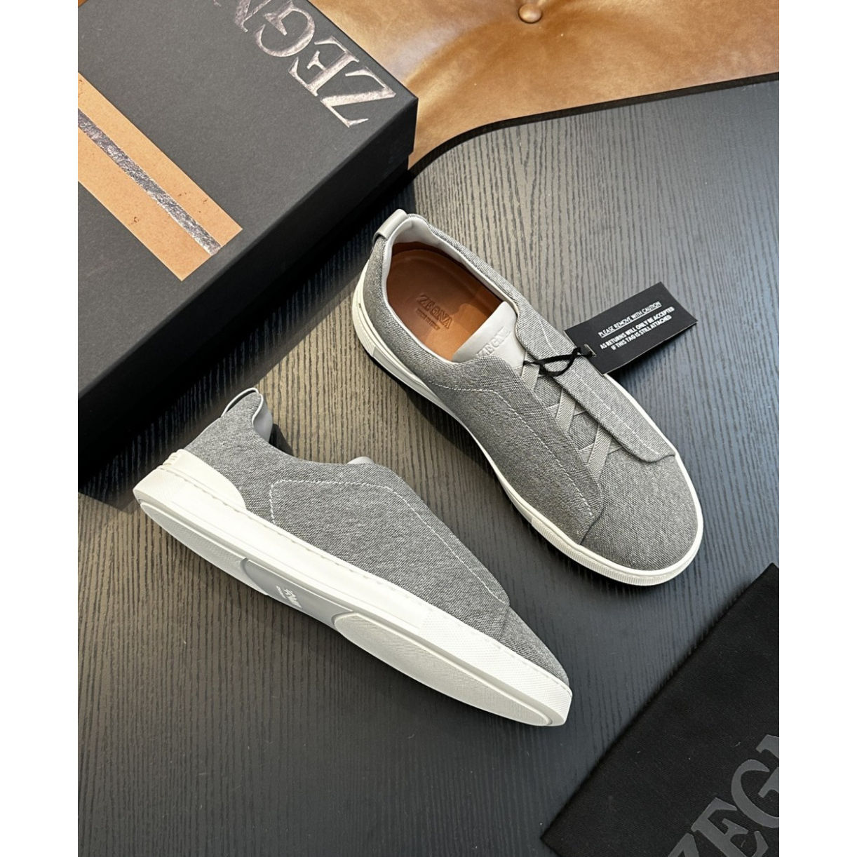 Zegna Triple Stitch em Tecido Cinza