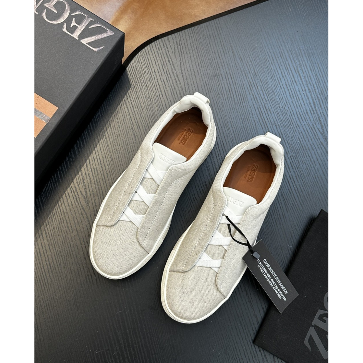 Zegna Triple Stitch em Tecido Branco