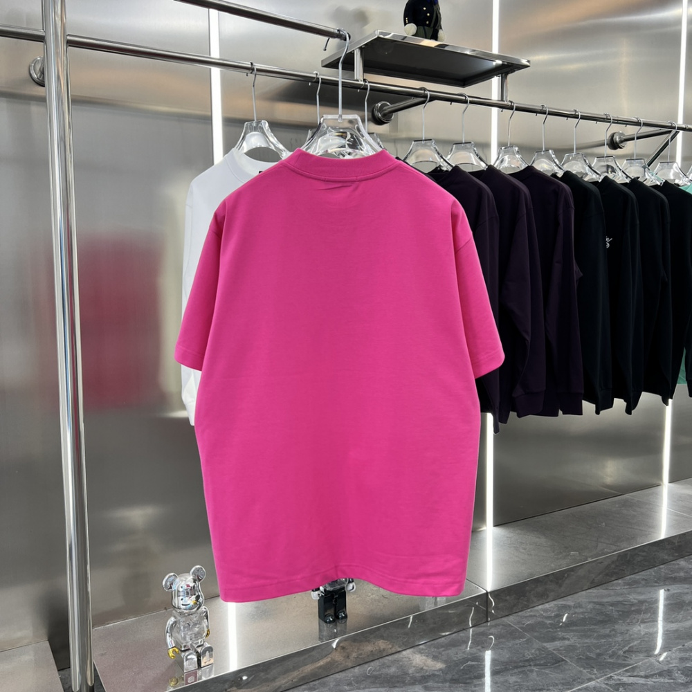 Camiseta de Algodão Balenciaga com Logo estampado Pink