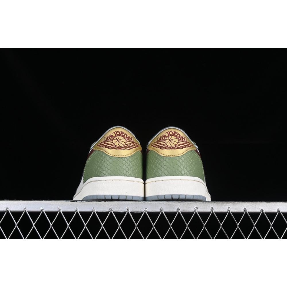 AIR JORDAN 1 LOW YEAR OF THE DRAGON CEDAR/OIL GREEN/LIGHT PUMICE/DARK TEAM RED