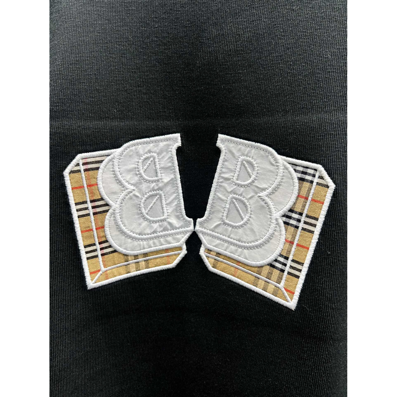 Camisa Burberry de algodão BB ao meio bordada Preta