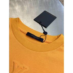 Camiseta de Algodão Louis Vuitton com LV em Relevo Laranja