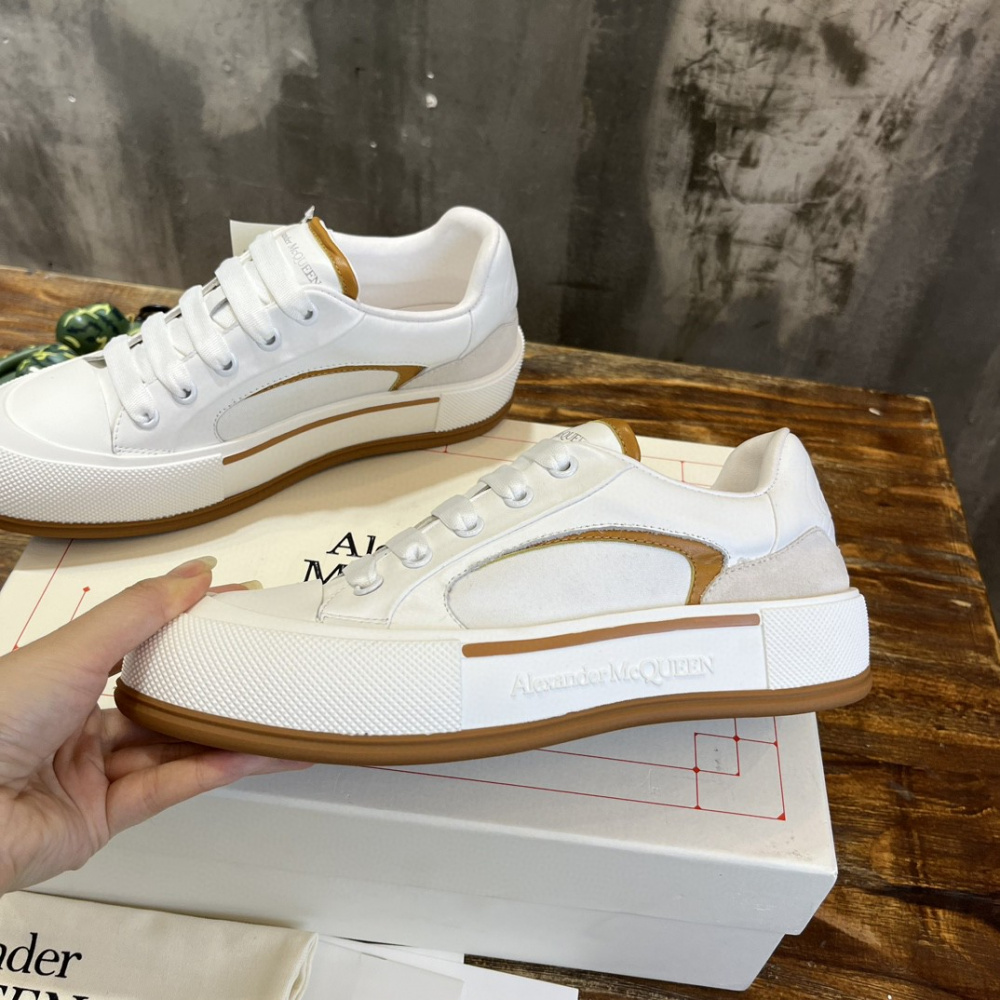 Tênis Alexander Mcqueen Skate Deck Plimsoll Branco/Marrom
