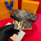 Cinto Louis Vuitton Initiales Reversível Marrom Ferragem Dourada 4.0cm