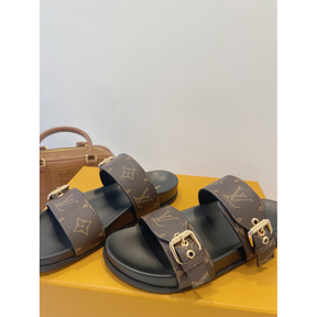 Sandália Louis Vuitton Mule Bom dia Monogram Marrom