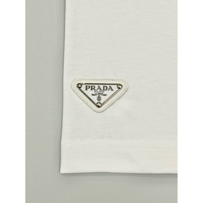 Camisa Prada em algodão com Logo na Manga Branca