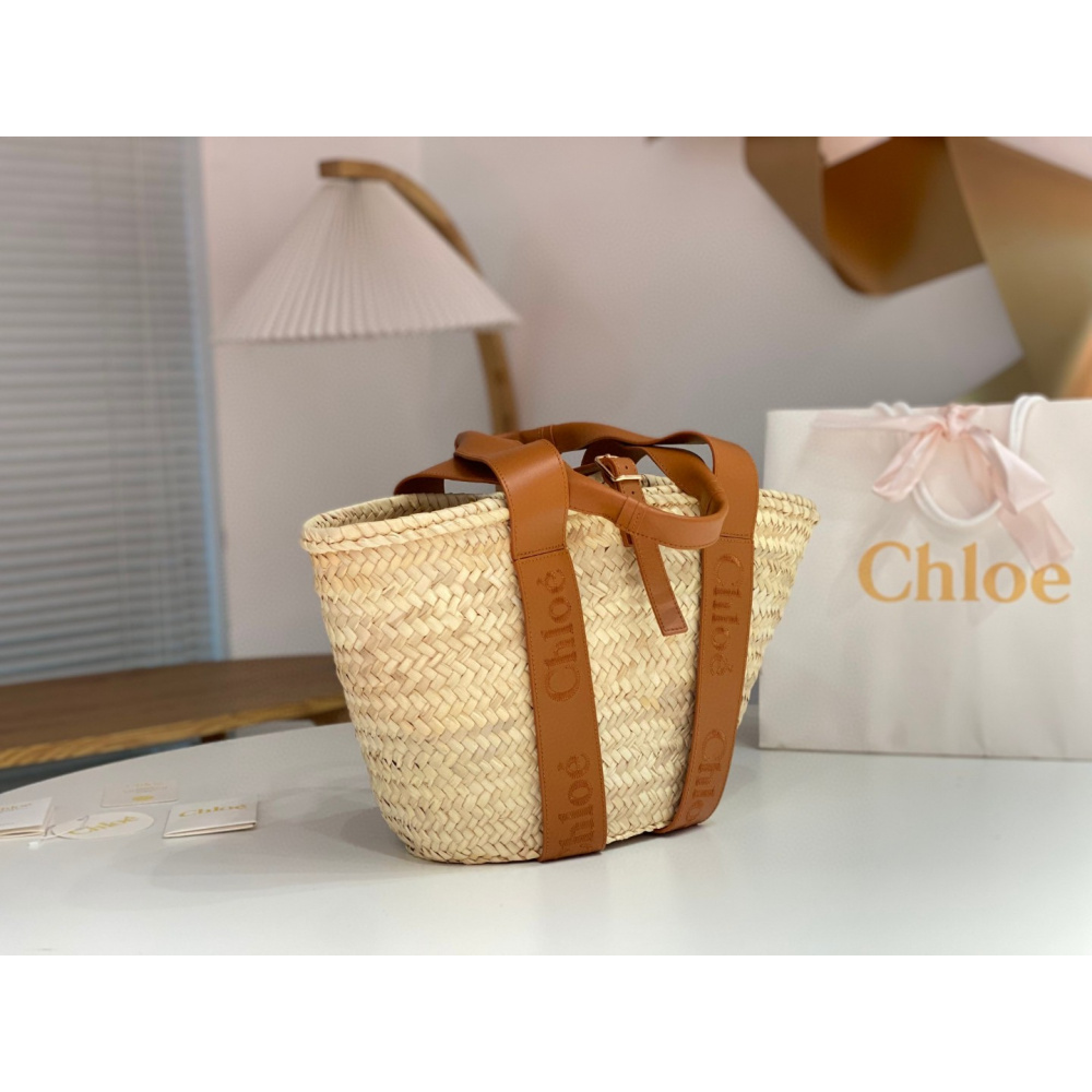 Bolsa Chloé Grande em Raffia e Couro 45x24x18cm (5 cores)