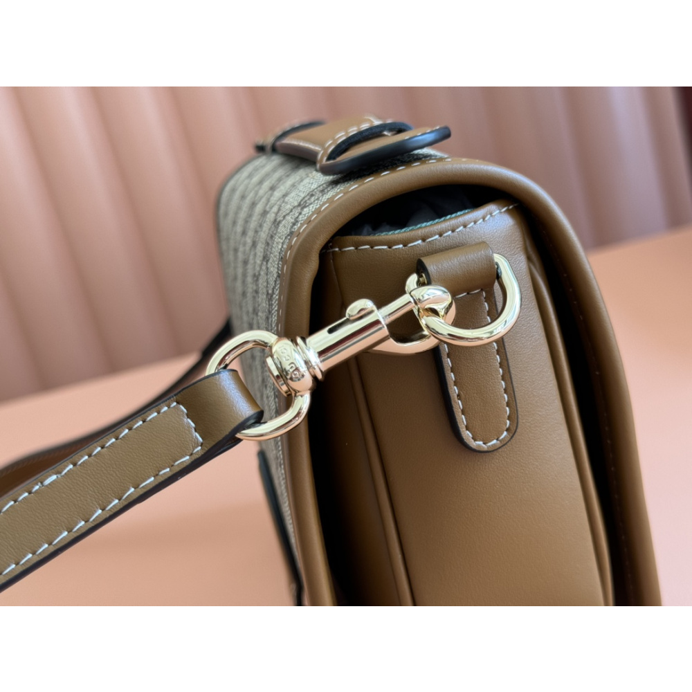 Bolsa Gucci GG Emblem Mini Shoulder Bege/Marrom NEW 2025 20x14x8cm