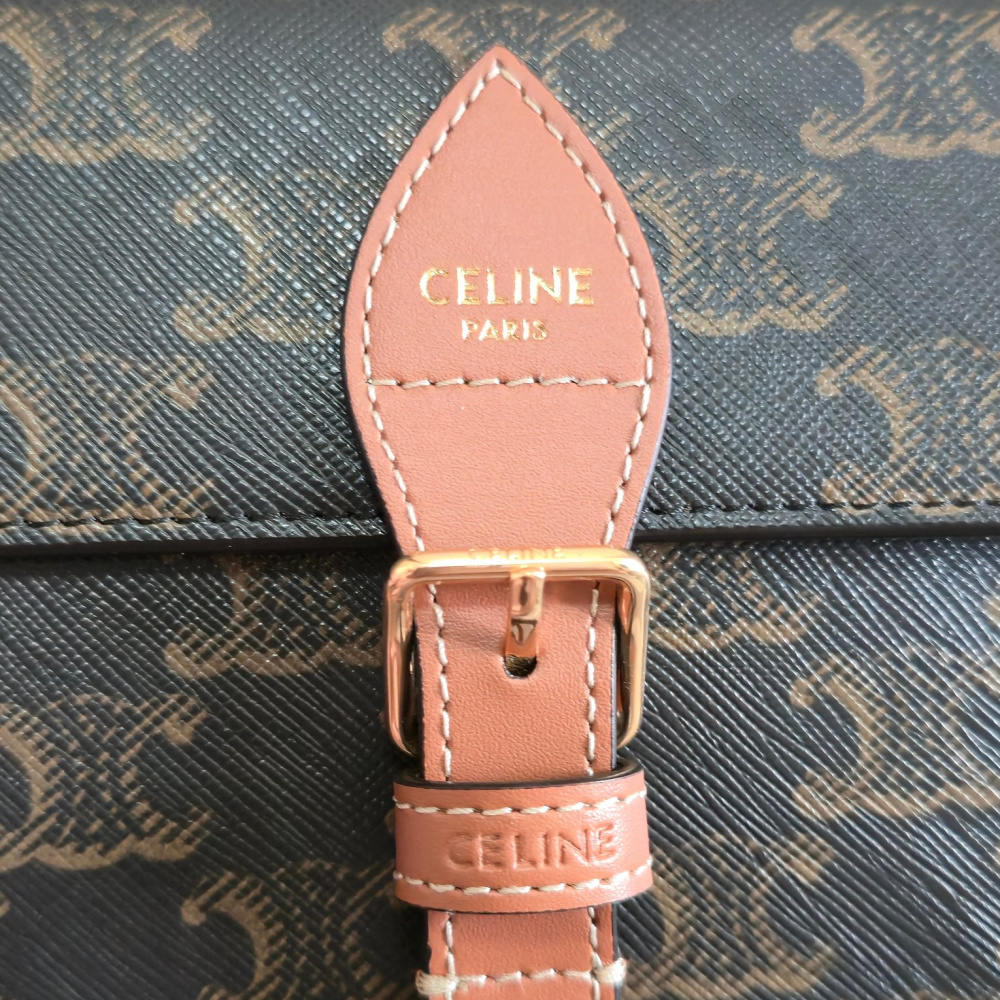 Bolsa Celine Folco Shoulder Bag em Triomphe Canvas 20x14x5cm