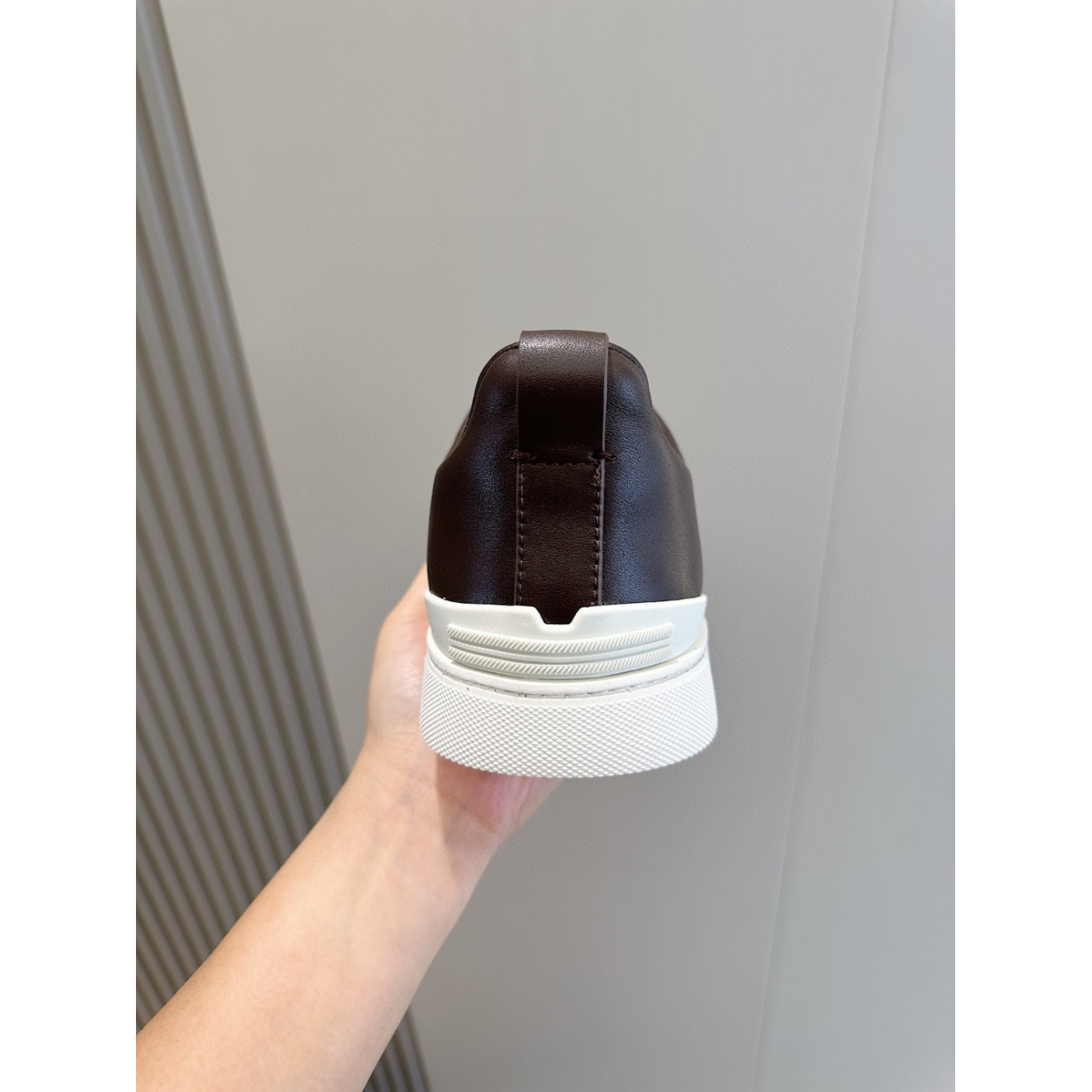 Zegna Triple Stitch Secondskin Couro Marrom Café