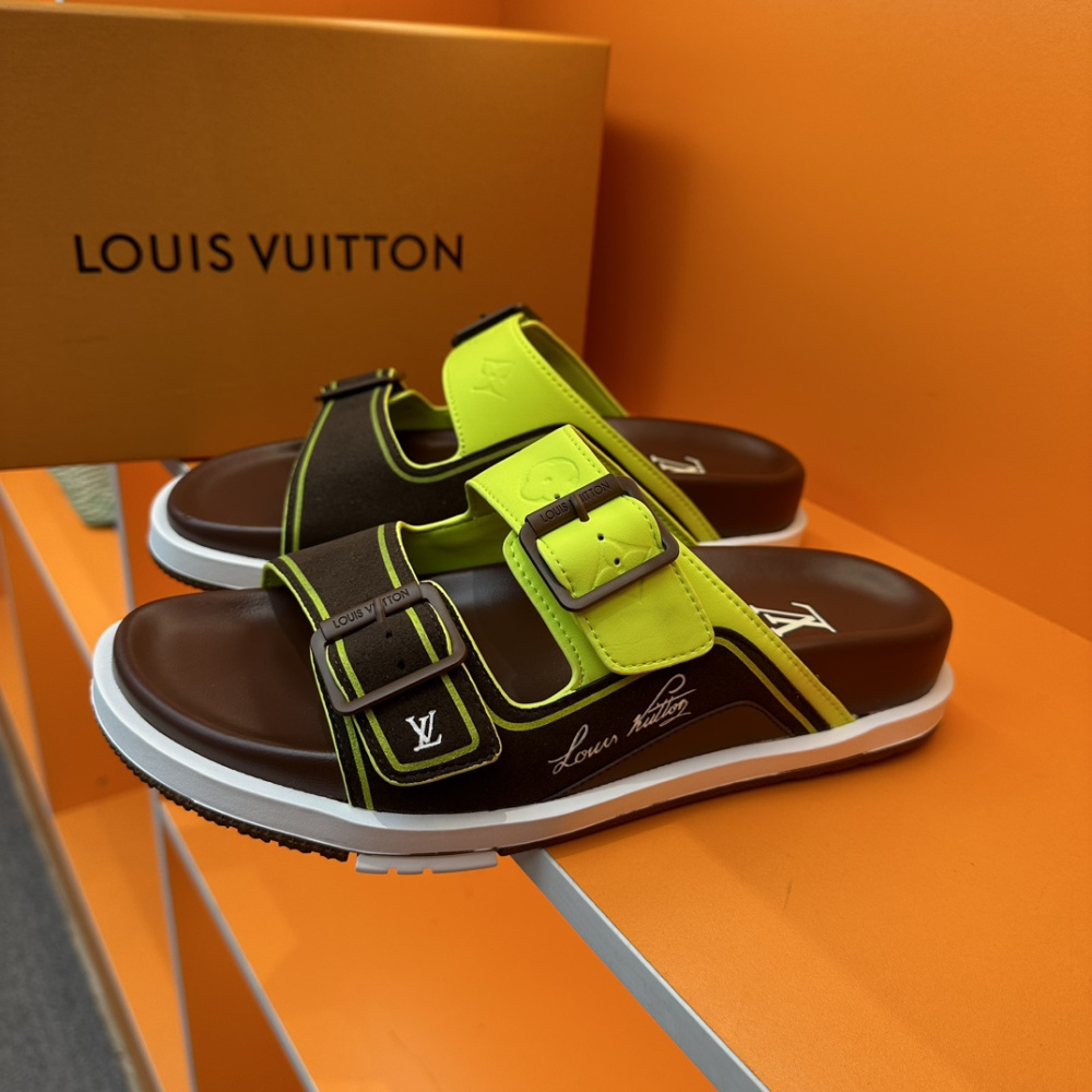 Chinelo Lv Trainer Marrom/Amarelo