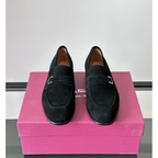 Sapato Mocassim Salvatore Ferragamo Social Camurça Preto com Fivela Gancini