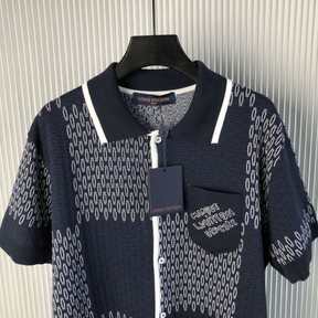 Camisa de Manga Curta em Jersey de Algodão com Jacquard Damier Louis Vuitton LV