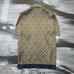 Camisa de Sarja de Seda com Estampa GG Horsebit Camelo e ébano