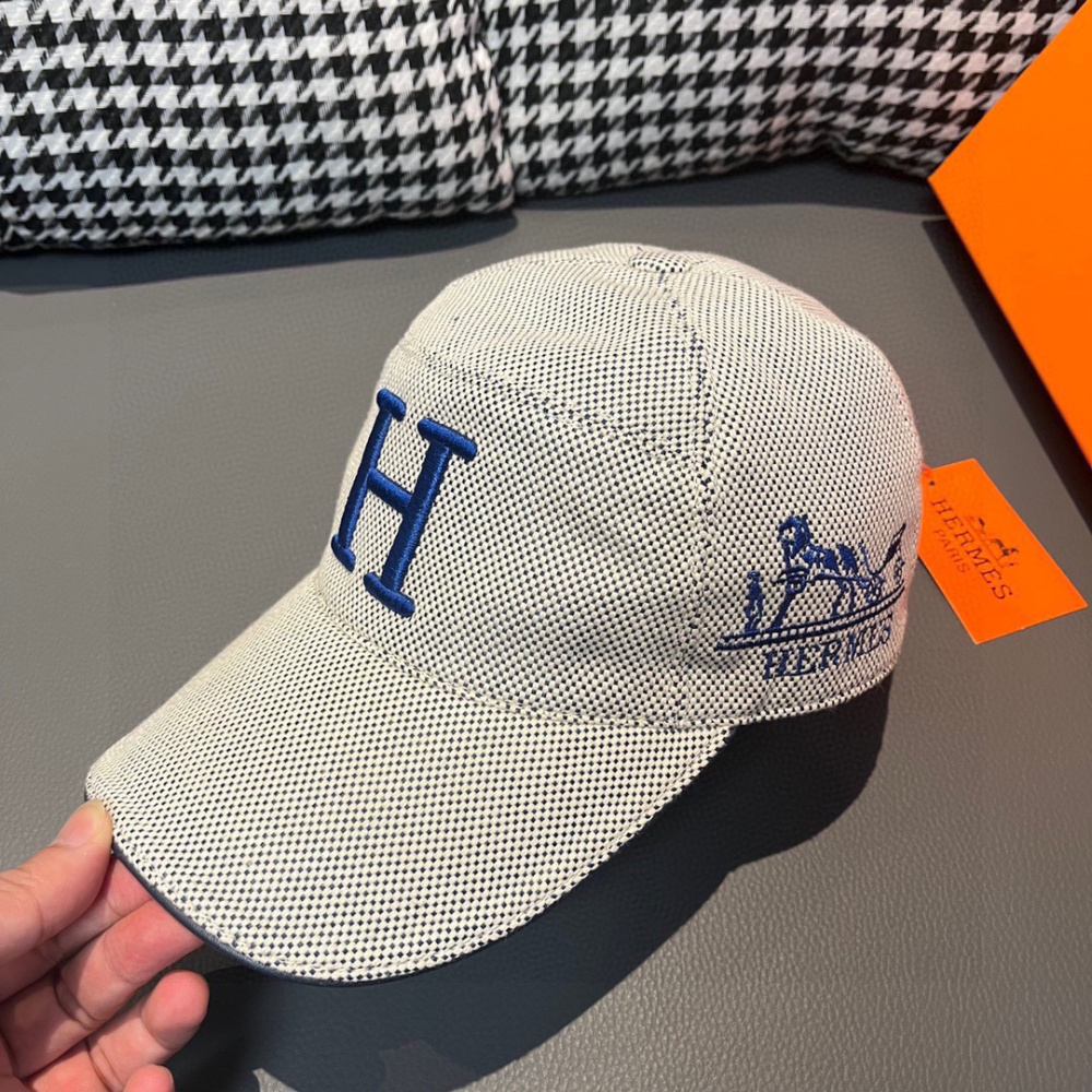 Boné Hermès Baseball Off/Azul  Logo H