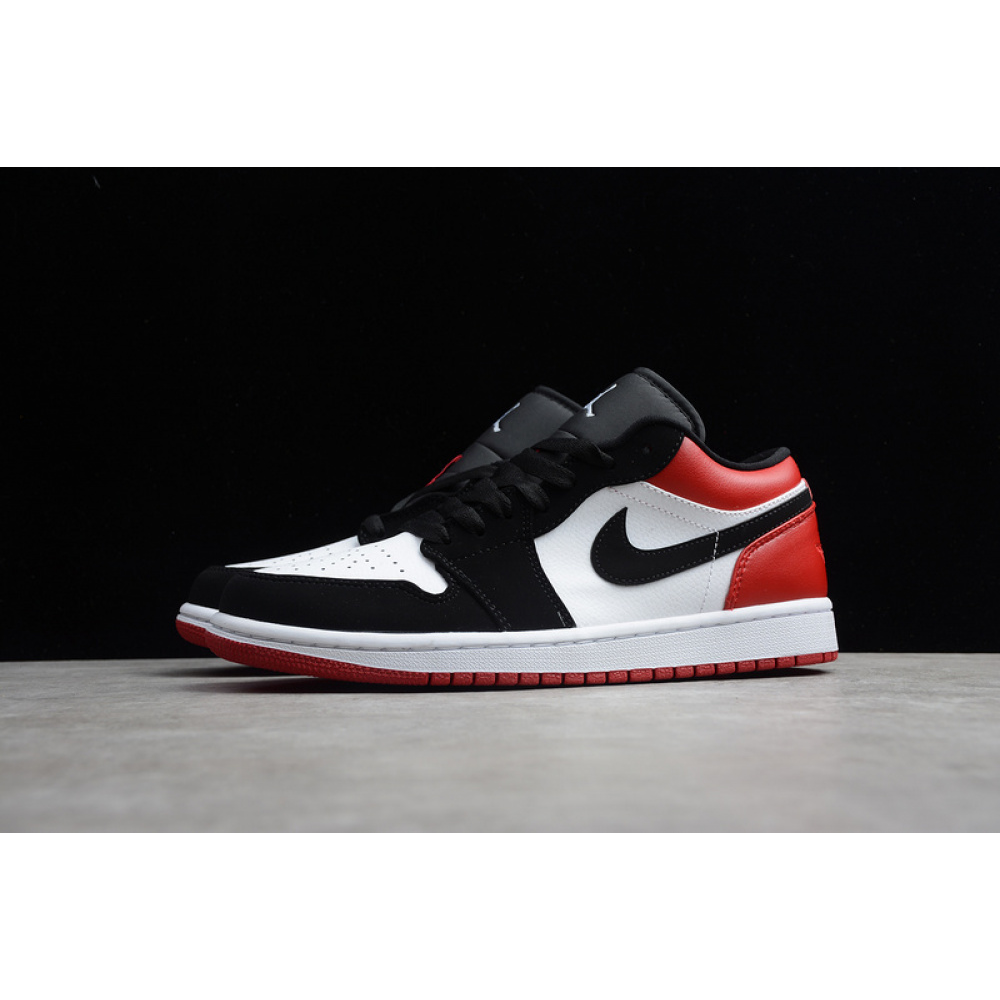 AIR JORDAN 1 LOW BLACK TOE WHITE/BLACK-GYM RED