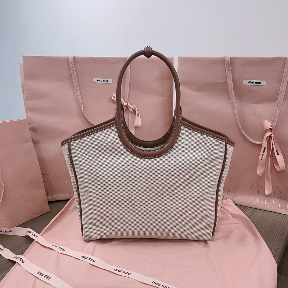 Bolsa MiuMiu Tote Ivy Canvas/Couro