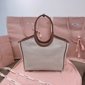 Bolsa MiuMiu Tote Ivy Canvas/Couro