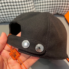 Boné Hermès Baseball Preto/Laranja  Logo H
