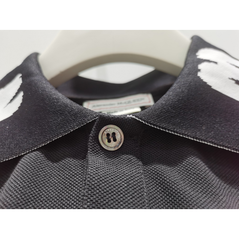 Camisa Polo de Algodão Alexander McQueen Preta