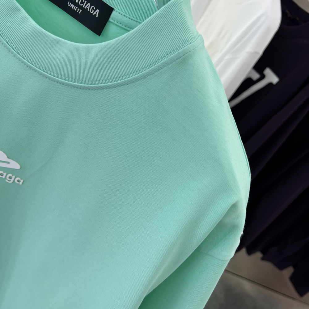 Camiseta de Algodão Balenciaga com Logo estampado Verde Água