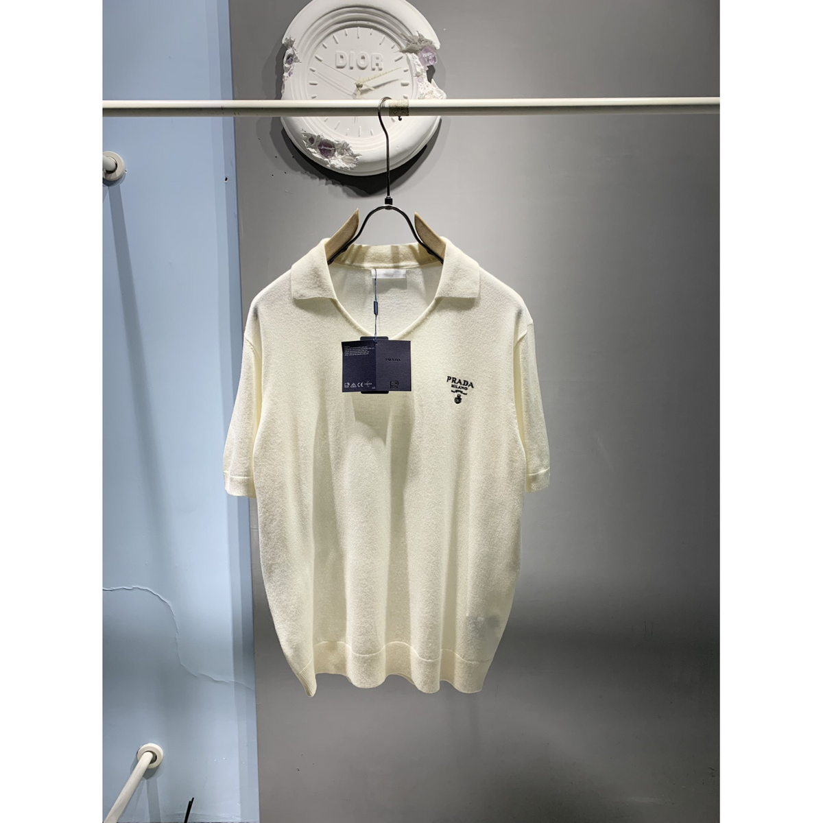 Camisa Prada Polo Branca com Logotipo bordado