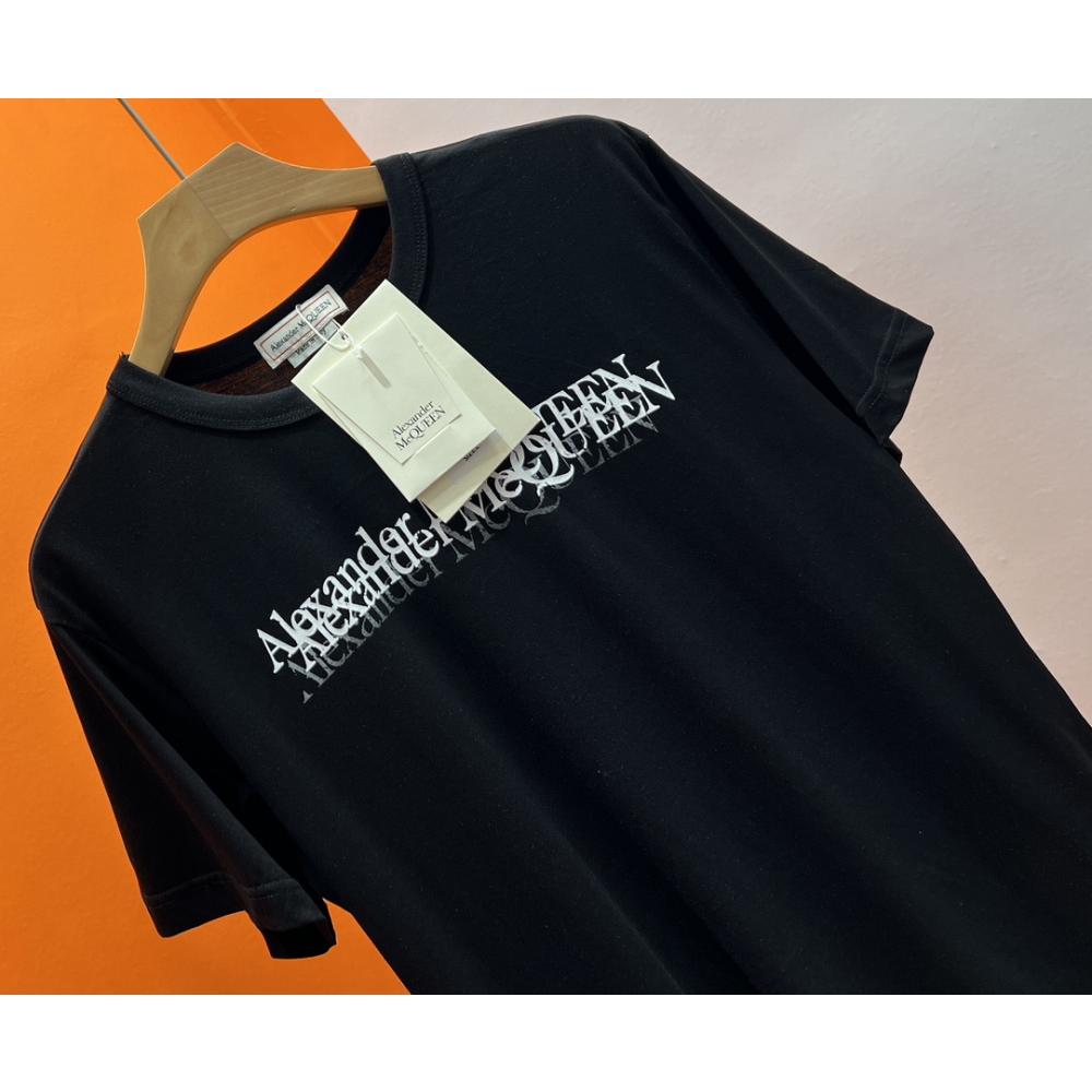 Camisa de Algodão Alexander McQueen Preta logo
