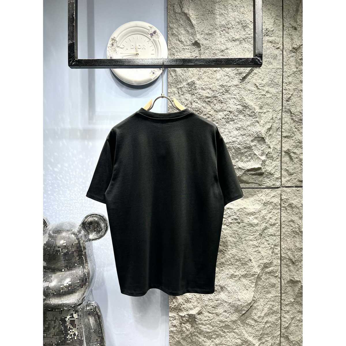 Camisa Burberry de algodão BB ao meio bordada Preta
