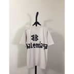 Camiseta de Algodão Balenciaga Oversize "Tape" Branca