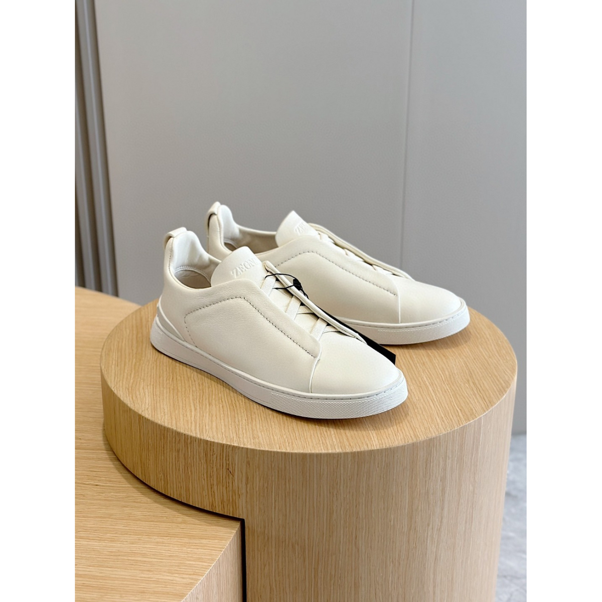 Zegna Triple Stitch Secondskin Couro Branco